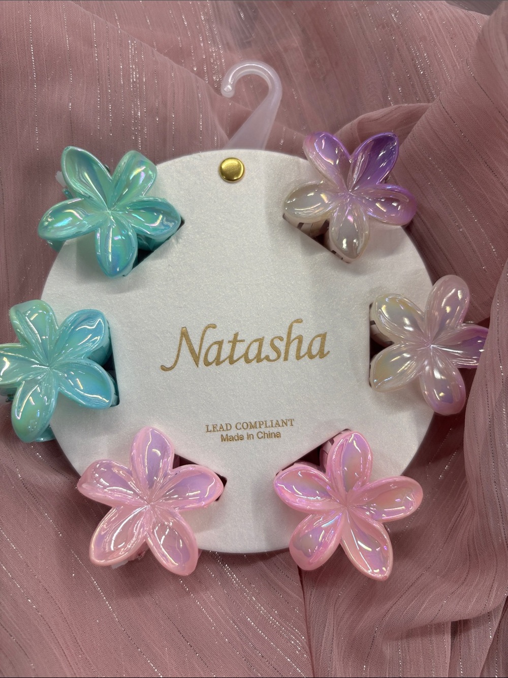 Natasha Couture Pastel Iridescent Flower Hair Claws